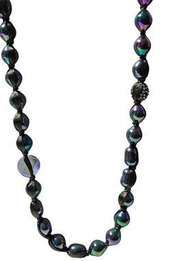 Chicos Elegant Iridescent Bead Necklace Rhinestone Accent Fashion Jewelry Women